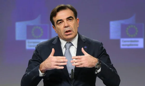 Vicepresidenta Comisión Europea Margaritis Schinas Habla Durante Una Conferencia Prensa — Foto de Stock