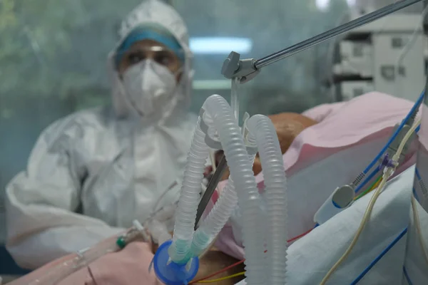 Vista Interior Unidade Terapia Intensiva Para Pacientes Que Sofrem Doença — Fotografia de Stock