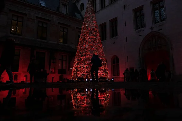 Les Visiteurs Visitent Grand Place Décorée Sapin Noël Bruxelles Belgique — Photo