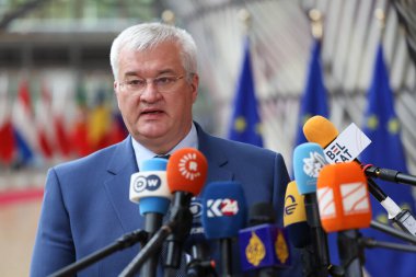 Dışişleri Bakanı Andrii Sybiha 23 Haziran 2025 'te Brüksel, Belçika' daki AB bakanlar kuruluna katılmak üzere geldi