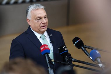 Macaristan başbakanı Viktor Orban, 26 Haziran 2025 'te Brüksel, Belçika' da AB toplantısının sonuçları hakkında basın toplantısı düzenledi..