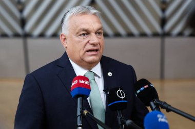 Macaristan başbakanı Viktor Orban, 26 Haziran 2025 'te Brüksel, Belçika' da AB toplantısının sonuçları hakkında basın toplantısı düzenledi..