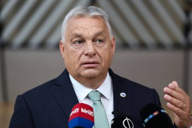 Macaristan başbakanı Viktor Orban, 26 Haziran 2025 'te Brüksel, Belçika' da AB toplantısının sonuçları hakkında basın toplantısı düzenledi..