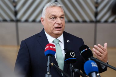 Macaristan başbakanı Viktor Orban, 26 Haziran 2025 'te Brüksel, Belçika' da AB toplantısının sonuçları hakkında basın toplantısı düzenledi..