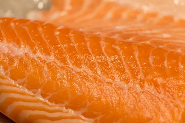 Pedaço Preparado Delicioso Filé Peixe Gourmet Salmão Fresco Comida Marinha — Fotografia de Stock