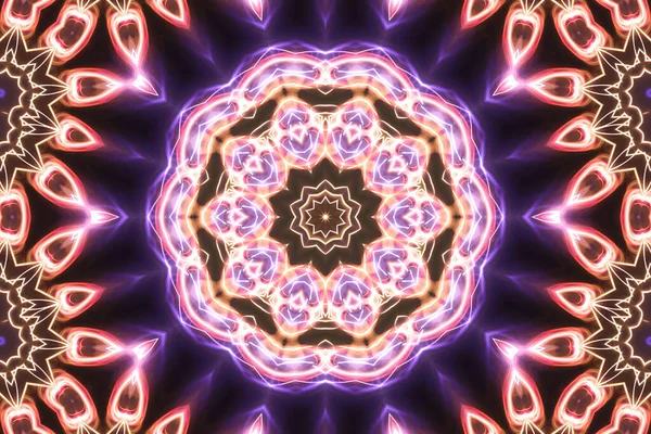 Esoteruc魔术霓虹灯紫色发光几何曼陀罗奇幻分形 — 图库照片