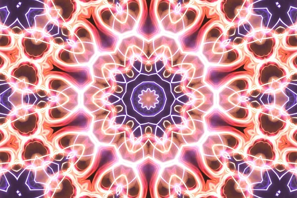 Neonowa Świecąca Mandala Geometryczna Kalejdoskopowe Tło Magiczne Ezoteryczne Mistyczne Fantasy — Zdjęcie stockowe