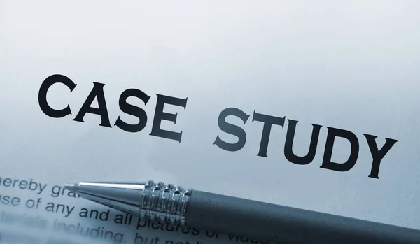 Words CASE STUDY and luxury pen. Business successful examples concept