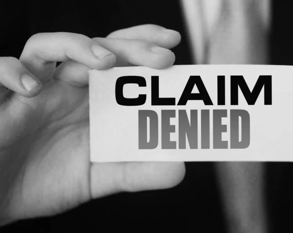Businessman Shows Card Text Claim Denied Injury Claim Insurance Concept — Stock Photo, Image