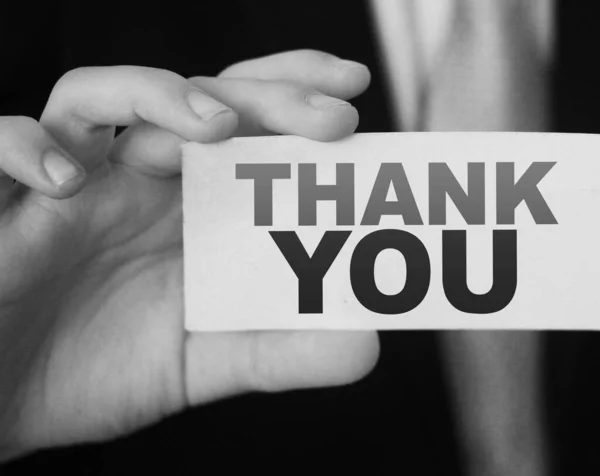 Thank You Words Card Businessman Hand Business Concept — Stock Photo, Image