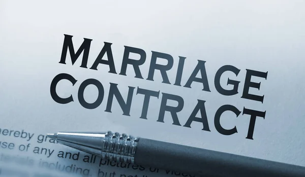 Marriage Contract Luxury Pen Pre Marital Prenuptial Agreement Legislation Law — Stock Photo, Image