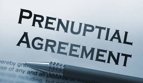 Pen Paper Words Prenuptial Agreement Marriage Contract Concept — Stock Photo, Image