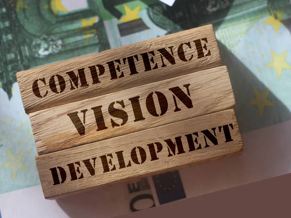 Competence Vsion Development Words Wooden Blocks Business Management Concept — Stock Photo, Image