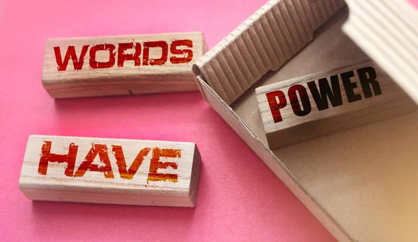 Words Have Power Words Wooden Blocks Put Box Copywriting Storytellling — Stock Photo, Image