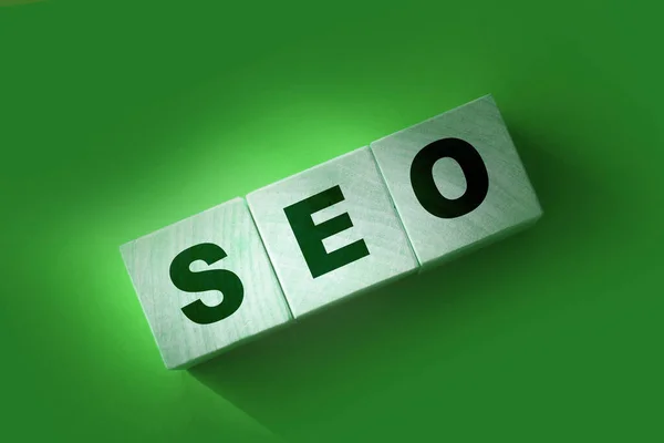 Seo Concept Wooden Cubes Red Search Engine Optimization — Stock Photo, Image