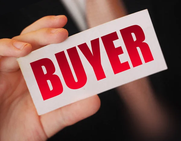 Buyer Word Card Shown Man Customer Business Concept — Stock Photo, Image