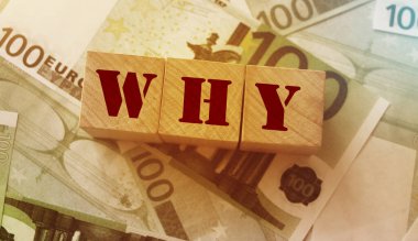 Neden arka planda 100 Euro 'luk banknotlar var? İş konsepti.