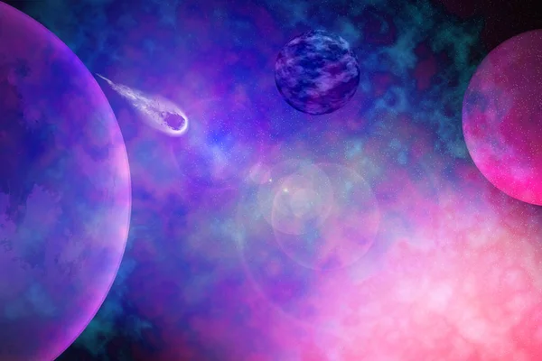 粉色星球和星云 Universee的元素 神奇的神秘的神秘背景 — 图库照片