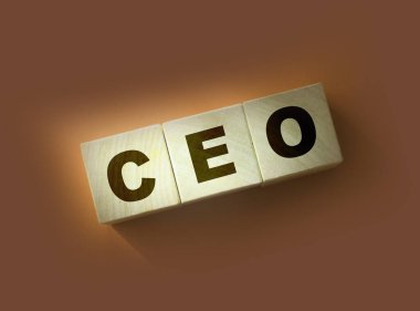 Kırmızı arka planda Genel Müdür için tahta küplerin CEO 'su mektupları. Genel Müdür iş konsepti.