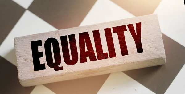 Equality Word Made Wooden Building Block Chess Board — Stock Photo, Image