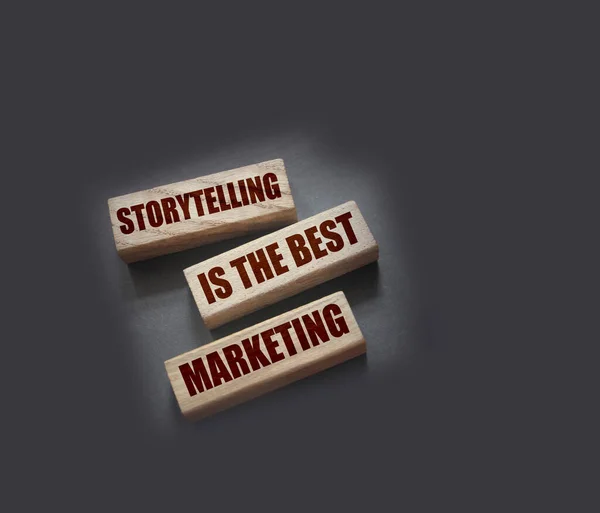 Storytelling is the best Marketing words on wooden blocks. The motivational marketing piar advertising concept.