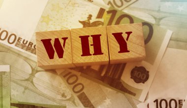 Neden arka planda 100 Euro 'luk banknotlar var? İş konsepti.