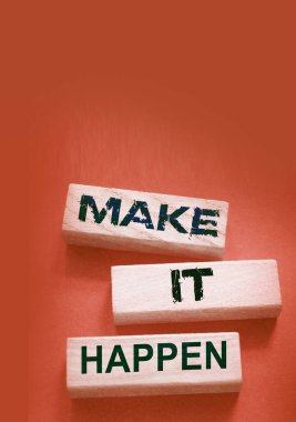 Tahta bloklara yazılmasını sağla. Motivasyon koçluğu kariyeri ve iş konsepti