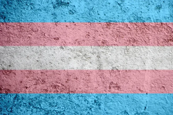 Beton Duvarda Açık Havada Transseksüel Bayrağı Var Transseksüel Grunge Arkaplanı — Stok fotoğraf
