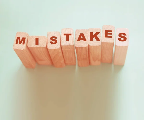 Mistakes Word Made Building Blocks Business Startup Medical Healthcare Concept — Stock Photo, Image