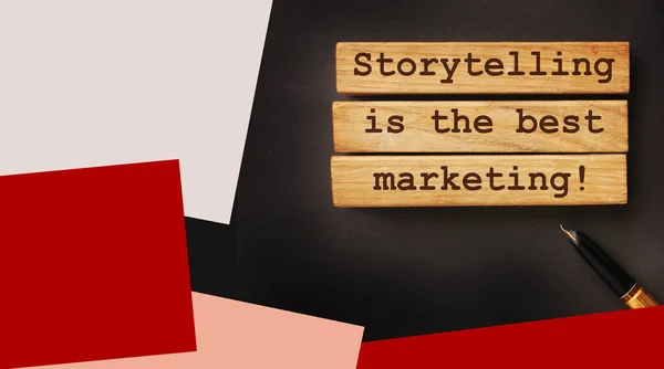 Storytelling is the best Marketing words on wooden blocks. The motivational marketing piar advertising concept.