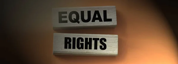 Equal Rights, words on wooden blocks on red background. Equality social concept.