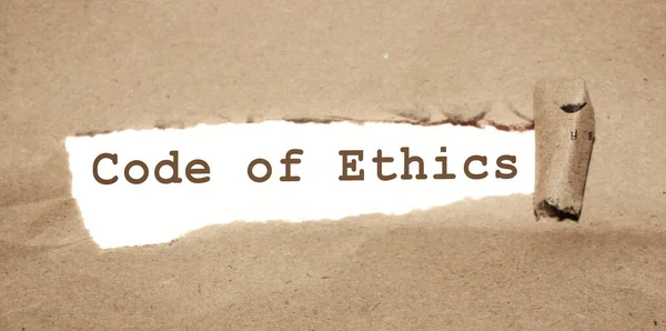Tekst Znajdujący Się Rozdartym Brązowym Okryciem Kodeks Etyczny — Zdjęcie stockowe