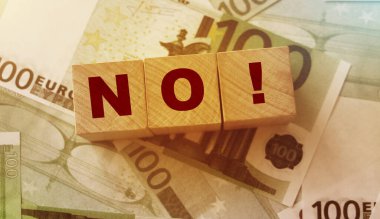 Tahta Bloklar Harfleri 'ne hayır: rüşvet konseptini geri çevirmek. Para aklamayla mücadele kavramı.