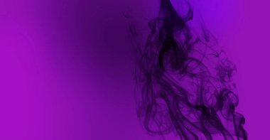 Mor pigment suyunda sıvı siyah mürekkep difüzyonu. Parti posterleri ve broşürleri için soyut mistik geçmiş.