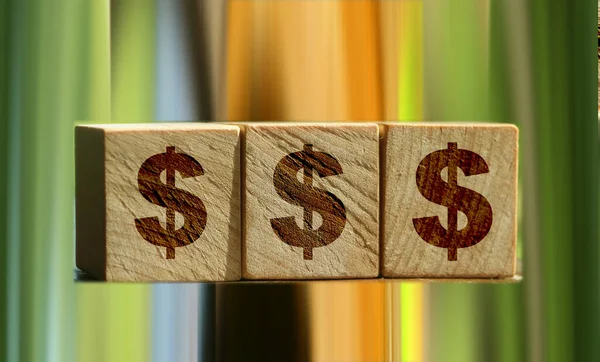 Wooden Cubes Dollar Sign Investment Saving Concept — Stock Photo, Image