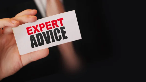 Businessman Showing Business Card Expert Advice Closeup Shot Selective Focus — Stock Photo, Image
