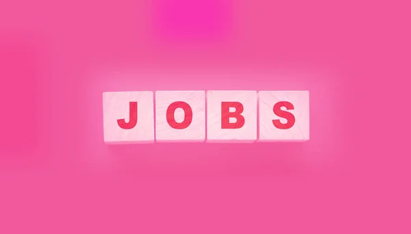 Testo Job Cubi Legno Sfondo Nero Carriera Freelance Concetto Business — Foto Stock