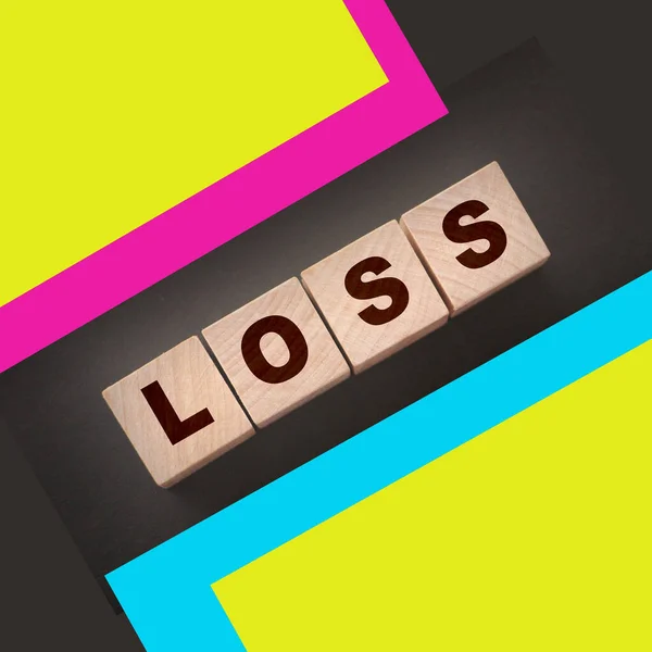 Wooden Cubes Loss Word Blacktable Financial Loss Busines Concept — Stock Photo, Image