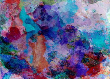 Soyut akrilik el boyası arkaplan mavisi ve kırmızı.
