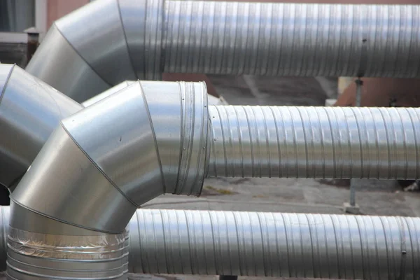 Tuberías Para Suministro Calor Con Manómetros Manómetros Termopares Instalados Sala — Foto de Stock