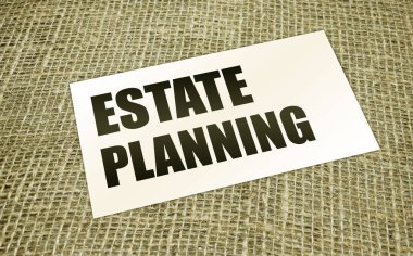 Emlak planlama metni, çuval bezindeki yazılar. Gayrimenkul konsepti ile iş.