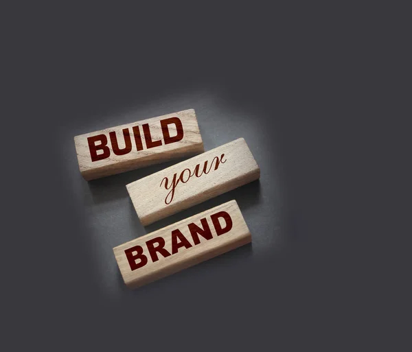 Фраза Build Your Brand Написана Дерев Яних Блоках Вінтажним Стилем — стокове фото