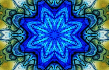 Kusursuz kaleydoskop, mandala soyut arkaplan görünümü