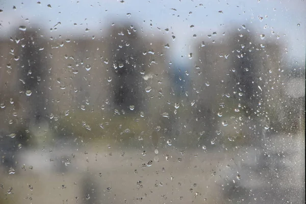 Chuva Cai Janela Perto — Fotografia de Stock