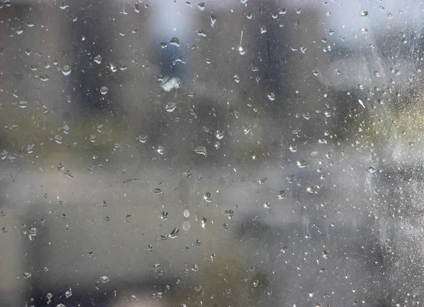 Капли Дождя Окно Крупным Планом — стоковое фото