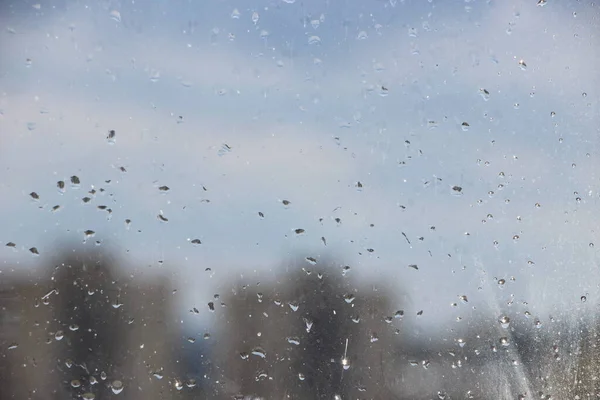 Regen Druppels Het Raam Dicht — Stockfoto