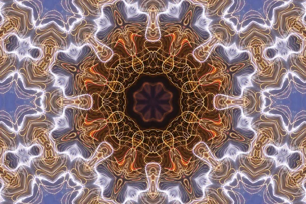 soyut renkli hipnotik simetrik desen süslemeli kaleydoskop hareketi geometrik çember ve yıldız şekilleri