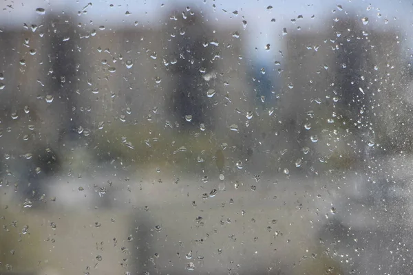 Regen Druppels Het Raam Dicht — Stockfoto
