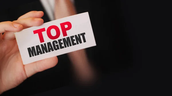 Businessman Shows Card Word Top Management Ceo Position Business Concept — Stock Photo, Image