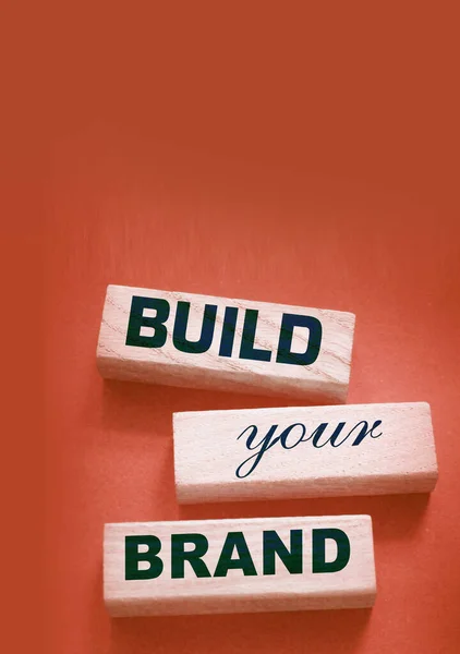 Фраза Build Your Brand Написана Дерев Яних Блоках Вінтажним Стилем — стокове фото